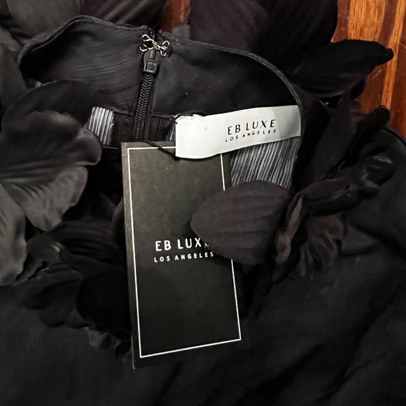 EB LUXE Black Floral High Neck 3D Flowers Ryder Dress NEW with Tags - Picture 11 of 15